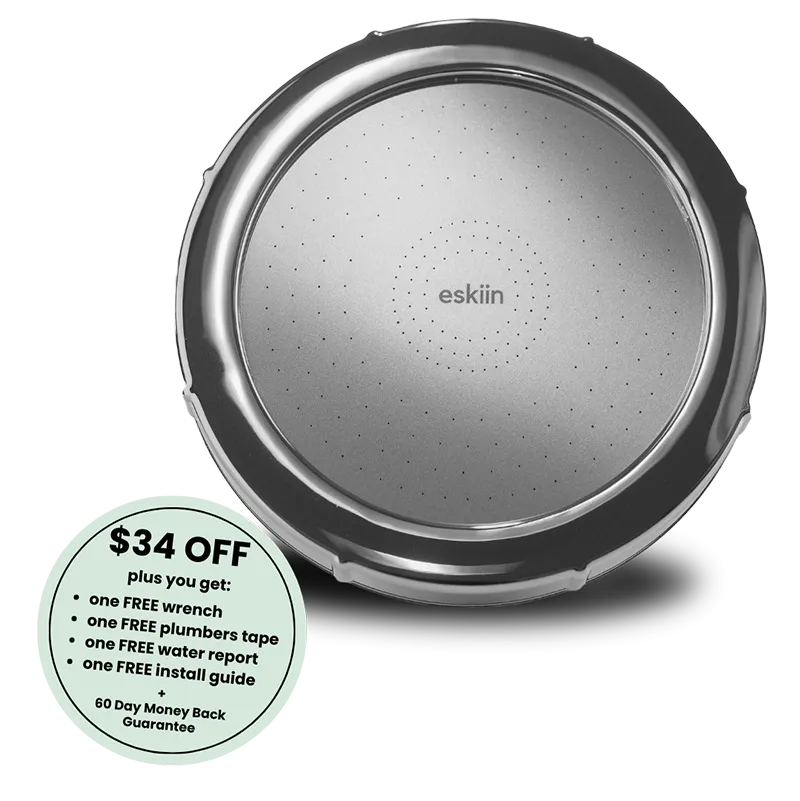 Showerhead with discount offer and additional free items displayed.